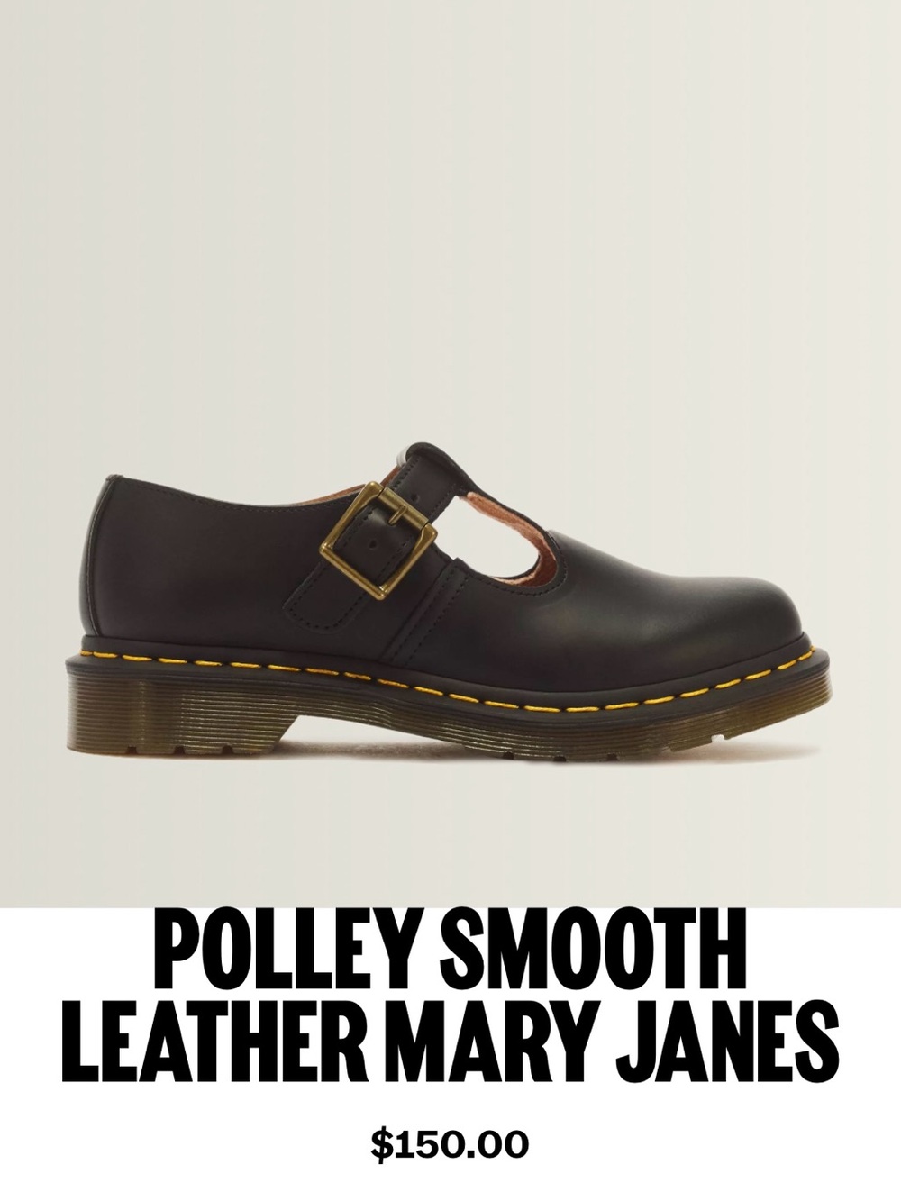 Dr. Martens Black Polly Smooth Leather Mary Janes